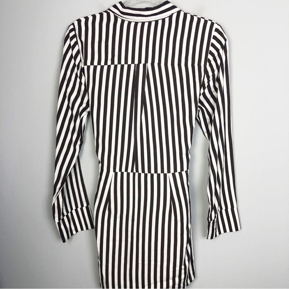 JEN’S PIRATE BOOTY | FREE PEOPLE Brown & White Striped Tie Front Dress Women’s S - Picture 8 of 10